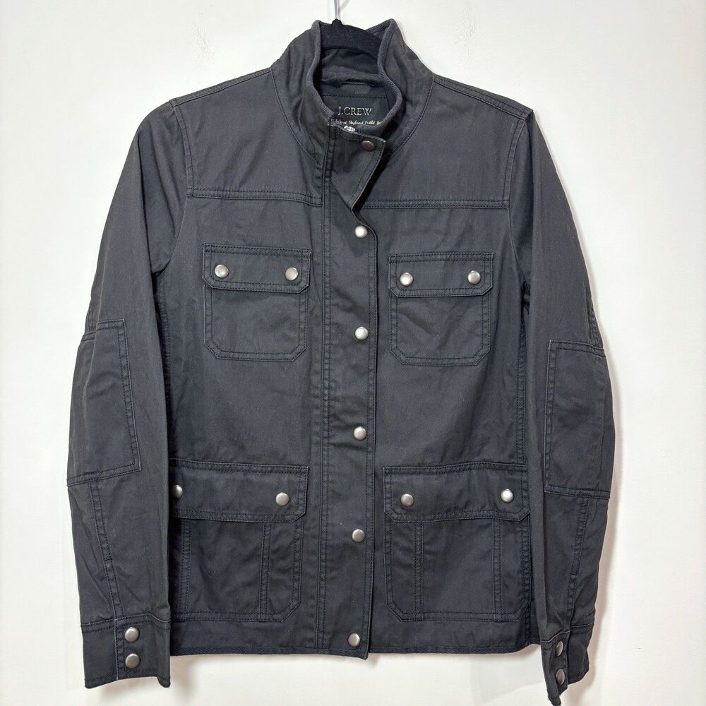 J Crew Women Boyfriend Field Jacket S Dark Gray Canvas Utility Safari Y2K Grunge